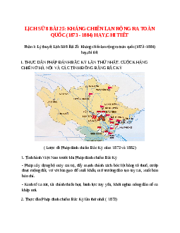 Lý thuyết Lịch Sử 8 Bài 25 (mới 2023 + 19 câu trắc nghiệm): Kháng chiến lan rộng ra toàn quốc (1873 - 1884)