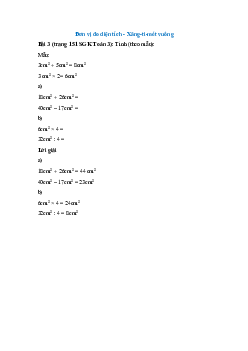 Tính theo mẫu: Mẫu: 3cm2 + 5cm2 = 8cm2