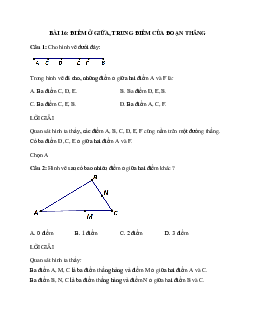 20 câu Trắc nghiệm Điểm ở giữa, trung điểm của đoạn thẳng (Kết nối tri thức) có đáp án 2024 – Toán lớp 3