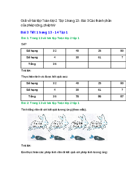 Vở bài tập Toán lớp 2 Tập 1 trang 13, 14, 15, 16, 17 Bài 3: Các thành phần của phép cộng, phép trừ  | Kết nối tri thức