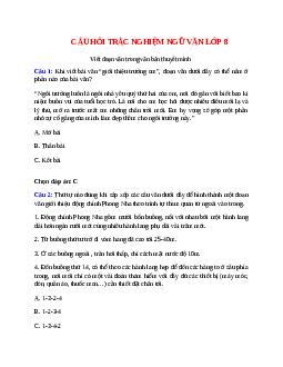 15 câu Trắc nghiệm Viết đoạn văn trong văn bản thuyết minh có đáp án 2023 - Ngữ văn 8