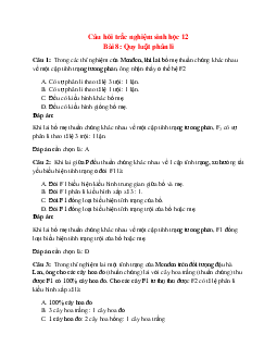 94 câu Trắc nghiệm Sinh học lớp 12 Bài 8 có đáp án 2023: Quy luật phân li