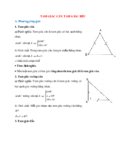 Phương pháp và bài tập về Tam giác cân - Tam giác đều có lời giải