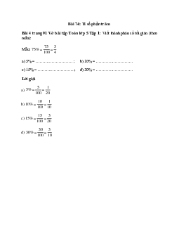 Viết thành phân số tối giản (theo mẫu):  Mẫu: 75% = 75/100 = 3/4