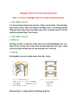 Lý thuyết Công nghệ 11 Bài 23 (mới 2023 + 10 câu trắc nghiệm): Cơ cấu trục khuỷu thanh truyền