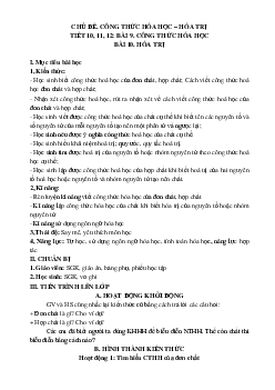Giáo án hóa học 8 bài 9, 10: công thức hóa học- hóa trị mới nhất