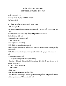 Giáo án Sinh học 12 Chủ đề quần xã mới nhất mới nhất