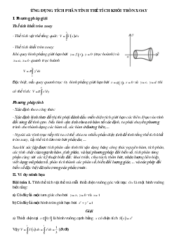 Dạng bài tập Ứng dụng tích phân tính thể tích khối tròn xoay