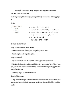 Lý thuyết Toán lớp 3: Phép cộng các số trong phạm vi 100 000