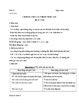 Giáo án Sinh học 6 Bài 37: Tảo mới nhất - CV5512