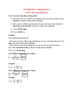 25 câu Trắc nghiệm Rút gọn phân số có đáp án 2023 – Toán lớp 4
