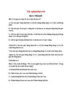 Trắc nghiệm Mệnh đề có đáp án – Toán lớp 10