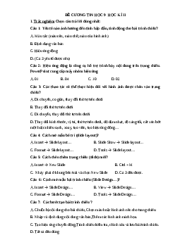 Đề cương ôn tập học kì 2 môn Tin học lớp 9