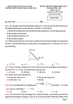 Đề Thi Thử THPT QG Môn Vật Lí Lớp 12 Trường THPT Chuyên Thoại Ngọc Hầu Năm 2021