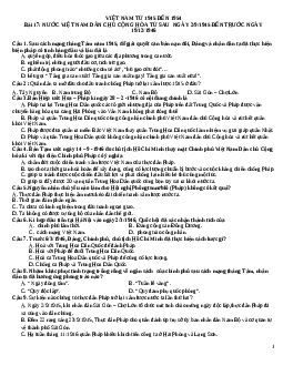 Câu hỏi trắc nghiệm Lịch Sử 12 chọn lọc