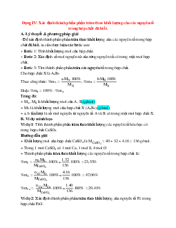50 Bài tập Xác định thành phần phần trăm theo khối lượng của các nguyên tố trong hợp chất (có đáp án)- Hoá học 8