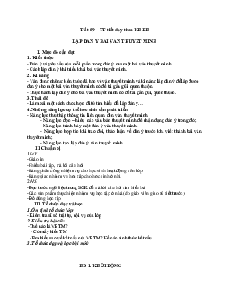 Giáo án ngữ văn lớp 10 Tiết 59: Lập dàn ý văn bản thuyết minh