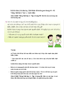 Nói lời chào, lời chia tay. Giới thiệu về trường em trang 44, 45 Tiếng Việt lớp 2 Tập 1 – Cánh diều