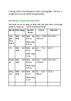 Hoạt động 1 trang 92 Toán 6 Tập 1 | Chân trời sáng tạo Giải toán lớp 6