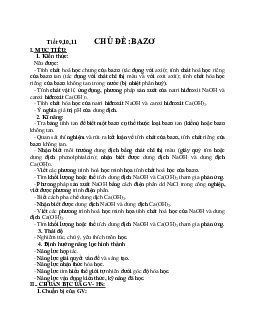 Giáo án hóa học 9 chủ đề bazo mới nhất