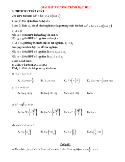 Bài tập giải bất phương trình bậc hai Toán 10