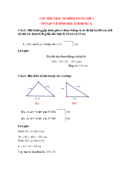 Trắc nghiệm Ôn tập về hình học (chương 1) có đáp án – Toán lớp 3
