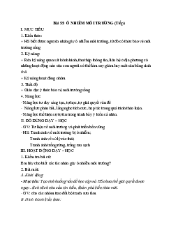 Giáo án Sinh học 9 Bài 55: Ô nhiễm môi trường (tiếp theo) mới nhất - CV5512