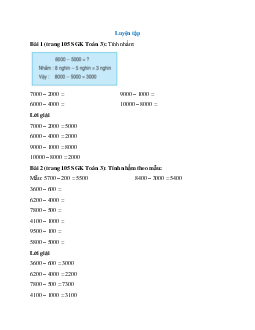 Toán lớp 3 trang 105 Luyện tập