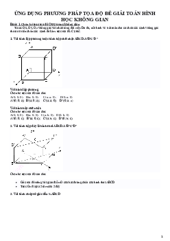 Ứng dụng phương pháp tọa độ để giải các bài toán hình học không gian