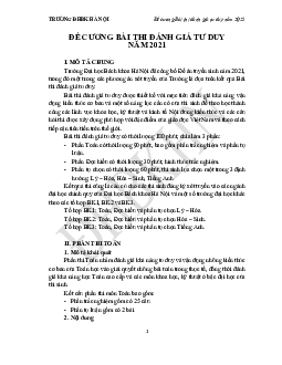 Đề cương bài thi đánh giá tư duy Đại học Bách khoa Hà Nội năm 2021