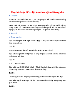 Soạn bài Thực hành đọc hiểu - Tại sao nên có vật nuôi trong nhà – ngắn nhất Cánh diều