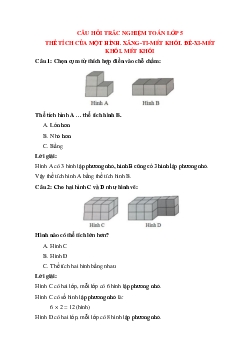 14 câu Trắc nghiệm Thể tích của một hình. Xăng-ti-mét khối. Đề-xi-mét khối có đáp án 2024 – Toán lớp 5