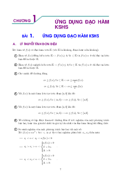 Chuyên đề Ứng dụng đạo hàm để Khảo sát hàm số