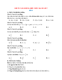 5 Đề ôn tập biểu thức đại số lớp 7