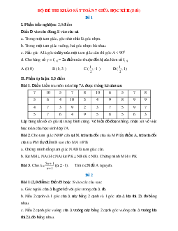 Bộ đề thi khảo sát toán 7 giữa học kì 2 (5 đề)