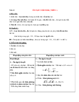 Giáo án Đại số 9: Ôn tập cuối năm ( tiết 1) mới nhất