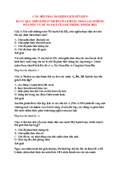 26 câu Trắc nghiệm Lịch sử 9 Bài 3 có đáp án 2023: Quá trình phát triển phong trào giải phóng dân tộc