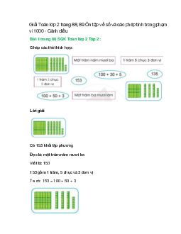 Giải SGK Toán lớp 2 Tập 2 trang 88, 89 Ôn tập về số và các phép tính trong phạm vi 1000 – Cánh diều