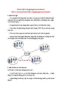 Lý thuyết Tin học 9 Bài 2 (mới 2023 + 10 câu trắc nghiệm): Mạng thông tin toàn cầu Internet