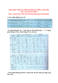 Lý thuyết Sinh học 8 Bài 36 (mới 2023 + 10 câu trắc nghiệm): Tiêu chuẩn ăn uống. Nguyên tắc lập khẩu phần