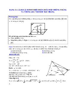Phương pháp giải và bài tập về Cách xác định thiết diện chứa một đường thẳng và vuông góc với một mặt phẳng có đáp án