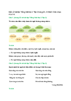 Vở bài tập Tiếng Việt lớp 2 Tập 2 trang 23, 24 Bài 3: Dàn nhạc mùa hè – Chân trời sáng tạo