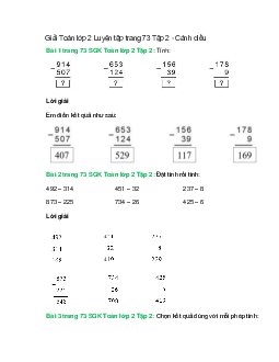 Giải SGK Toán lớp 2 Tập 2 trang 73 Luyện tập  – Cánh diều