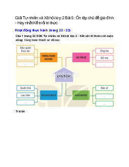 Giải SGK Tự nhiên và Xã hội lớp 2 trang 22, 23 Bài 5: Ôn tập chủ đề gia đình - Kết nối tri thức