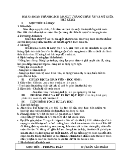 Giáo án Lịch sử 10 Bài 33 Hoàn thành cách mạng tư sản ở Châu Âu và Mĩ giữa thế kỉ XIX mới nhất