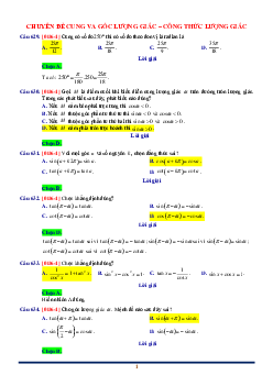 Chuyên đề Cung lượng giác và Công thức lượng giác