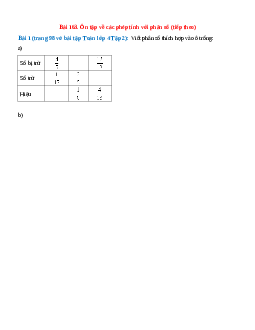 Viết phân số thích hợp vào ô trống: Số bị trừ: 4/5, Số trừ: 1/15