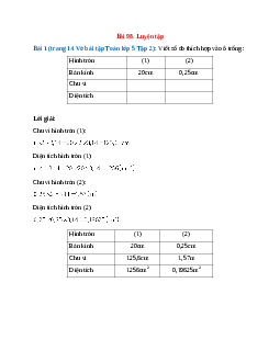 Viết số đo thích hợp vào ô trống Bài 1 trang 14 Vở bài tập Toán lớp 5