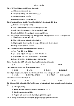 Trắc nghiệm Lịch sử 12 bài 7 - 10 có đáp án