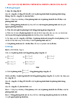 Bài tập Giải hệ phương trình bằng phương pháp đại số